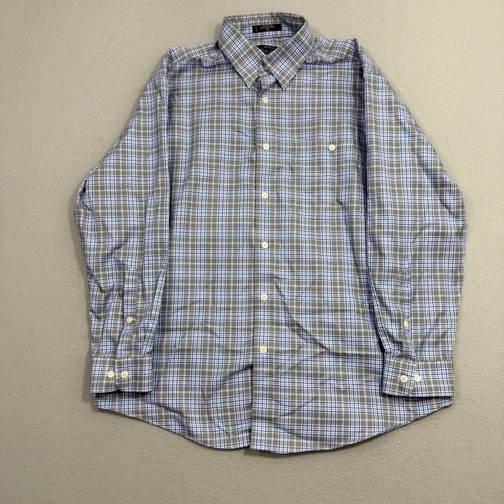 Orvis Button Down XL Blue Plaid Signature Collection Long Sleeve Cotton Shirt